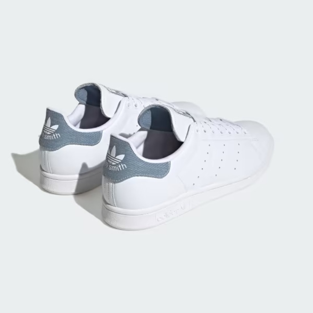 Adidas Stan Smith white and blue denim sneakers